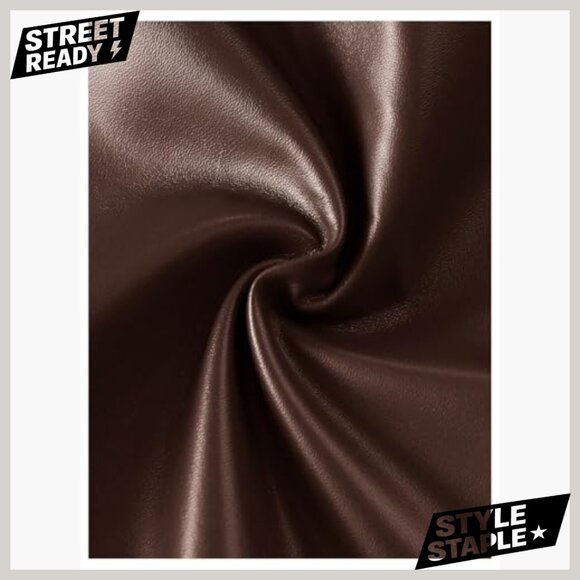 PU Leather Mock Neck Pleated Asymmetrical Sleeveless Fitted Tank Top - Picture 3 of 5